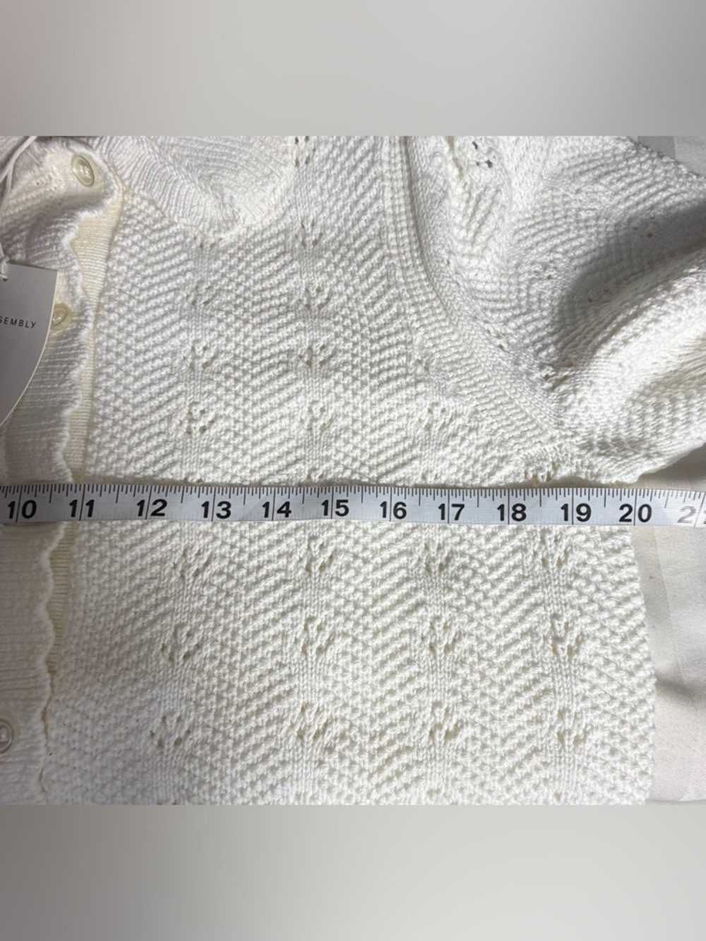 Women's White Short-Sleeve Knit Button-Down Cardigan - Picture 10 of 16